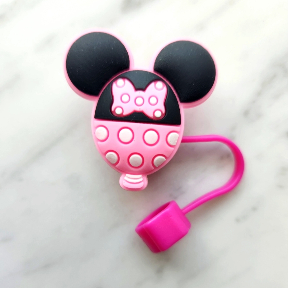 Minnie Mouse Pink and Black Straw Topper